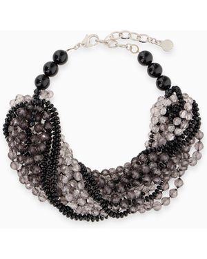 Emporio Armani Multi-Strand Necklace With Translucent Faceted Beads - Black