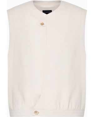 Emporio Armani Gilet En Cuir Suédé De Chèvre - Blanc