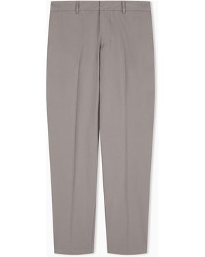 Emporio Armani Cotton-Silk Fabric Trousers - Grey