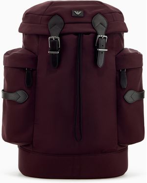 Emporio Armani Mochila Con Solapa Y Correas De Piel Con Hebillas - Morado
