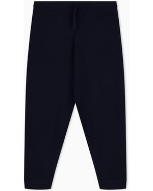 Emporio Armani Virgin Wool Jogger Trousers Travel Essential - Blue