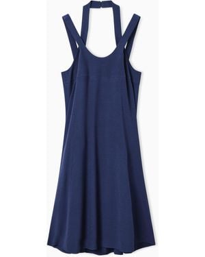 Emporio Armani Asv Flowing Micro Leopard Spot Jacquard Dress - Blue