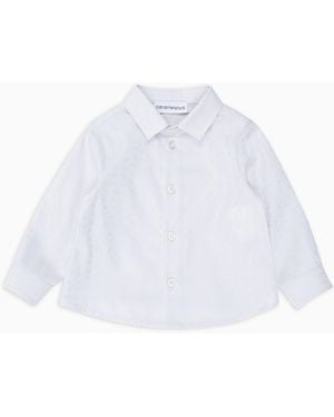 Emporio Armani Shirt With All-Over Micro Eagle Motif - White