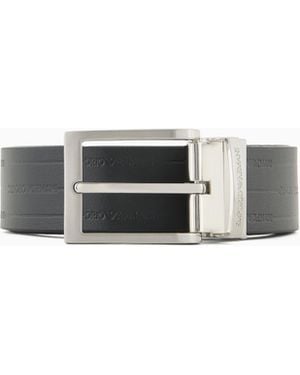 Emporio Armani Reversible Leather Belt With Embossed Logo - White
