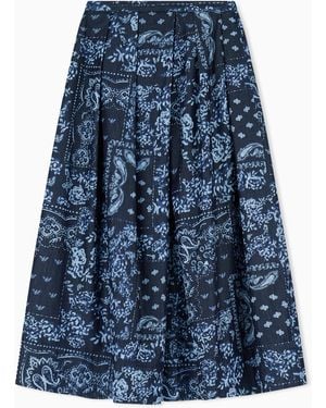 Emporio Armani Bandana Print Chambray Skirt - Blue