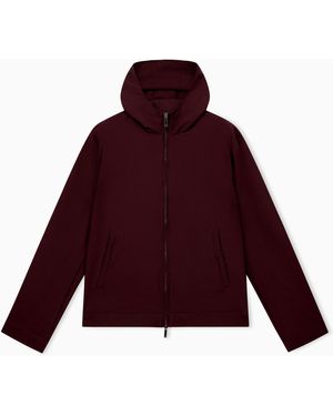 Emporio Armani Blouson Jacket Seersucker With Down And Feather Padding - Red