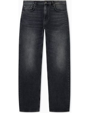 Emporio Armani Regular Fit Five-Pocket Cotton Denim Jeans With Fading - Blue