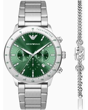 Emporio Armani Quartz Chronograph Watch And Bracelet - White