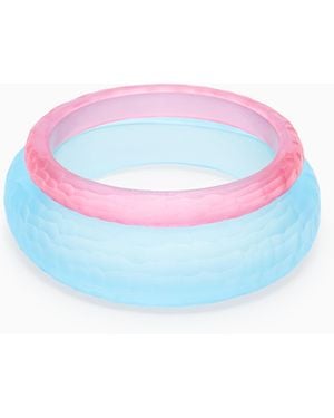 Emporio Armani Set 2 Bracciali Rigidi Zigrinati - Bianco