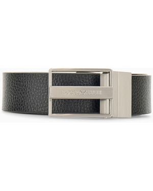 Emporio Armani Wendegürtel Aus Genarbtem Leder Mit Koppelschließe - Weiß