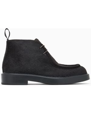 Emporio Armani Calfskin Pony Hair Chukka Boots - Black