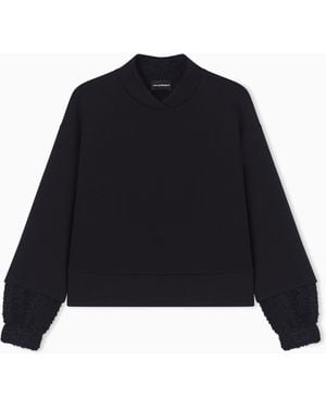 Emporio Armani Lunar New Year Double-Jersey Sweatshirt With Tweed Details - Black