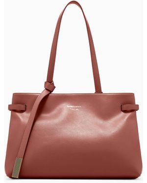 Emporio Armani Smooth Leather Shoulder Bag - Red
