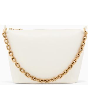 Emporio Armani Medium Leather Hobo Bag With Chain - Natural