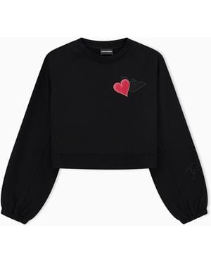 Emporio Armani Asv French Terry Sweatshirt With Logo - Black
