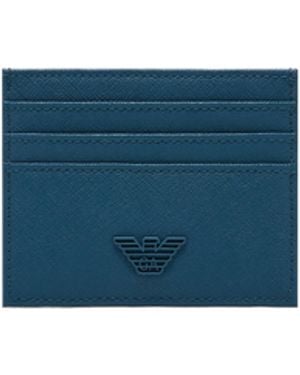Emporio Armani Regenerated Saffiano Card Holder - Blue