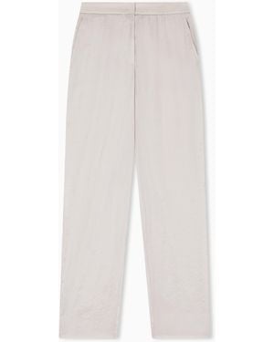 Emporio Armani Liquid-Effect Iridescent Fabric Trousers - White