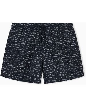 Emporio Armani Swim Shorts With Small Logo Designs - Blue