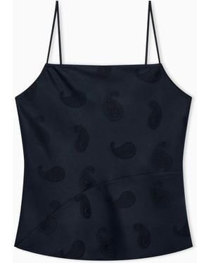 Emporio Armani Satin Jacquard Paisley All-Over Top Boteh Capsule - Blue