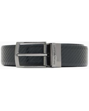 Emporio Armani Reversible Leather Belt With Embossed Motif - White