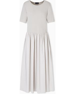 Emporio Armani Long Interlock Dress With Short Sleeves - White