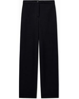 Emporio Armani Jacquard Jersey Trousers With A Textured Relief Pattern - Black