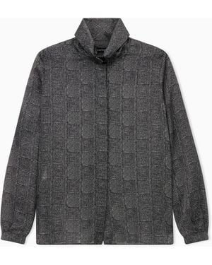 Emporio Armani Printed Satin Shirt Signature Capsule - Grey