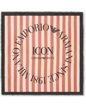 Emporio Armani Icon Print Pure Silk Foulard - Pink