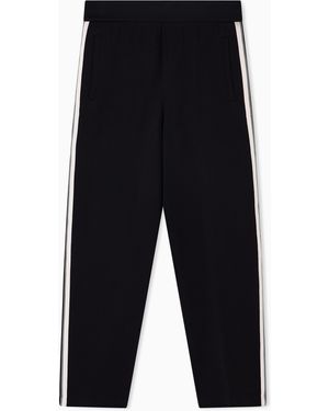 Emporio Armani Pantalon En Jersey À Taille Élastique Avec Bandes Contrastées Asv - Bleu