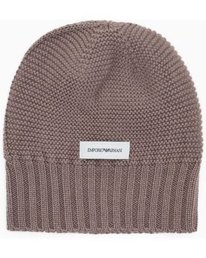 Emporio Armani Rapper Hat Con Lavorazione A Trecce E Fondo A Coste - Marrone
