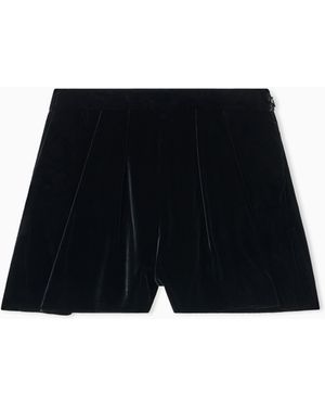 Emporio Armani Liquid Velvet Shorts With Pleats - Black