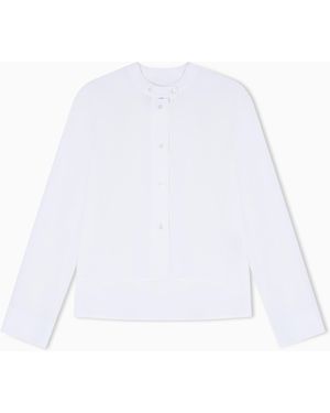 Emporio Armani Poplin Shirt With Guru Collar - White