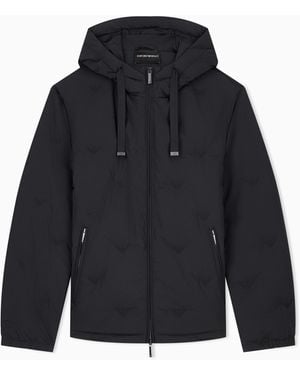 Emporio Armani Down Jacket Seamless Stretch Woven With A Regular Fit - Blue