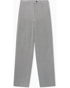 Emporio Armani Trousers Jersey Regular Fit With Chevron Pattern - Grey