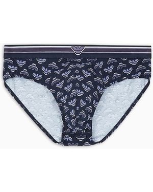Emporio Armani Slip Con Logo Bold Eagle All Over - Blu