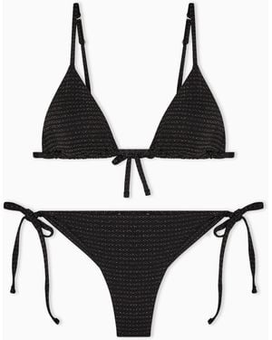 Emporio Armani Lycra And Lurex Bikini With Padded Triangle Bra - Black