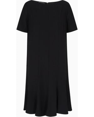 Emporio Armani Technical Cady Dress With Pleats - Black