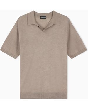 Emporio Armani Virgin Wool And Silk Polo Neck Jumper - Grey