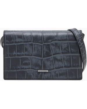Emporio Armani Funda Para Dispositivos Electrónicos Con Bandolera De Piel Con Estampado De Cocodrilo - Azul
