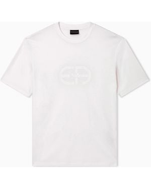 Emporio Armani Lyocell-Blend Jersey T-Shirt With Ea Logo Print - White