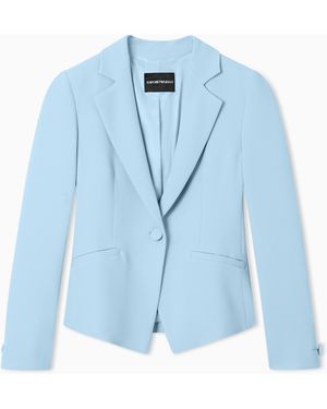 Emporio Armani Cady Crepe Jacket With Lapels - Blue