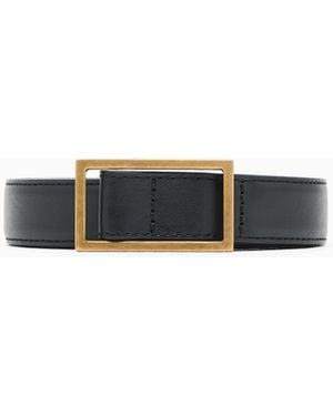 Emporio Armani Leather Belt With Plate - White