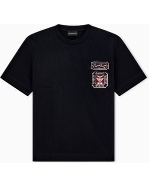 Emporio Armani Heavy Jersey T-Shirt With Embroidered Logo Patch - Black