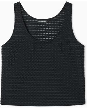 Emporio Armani 3D Gingham Jacquard Top - Black