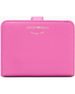 Emporio Armani Tumbled-Leather Bi-Fold Wallet - Pink