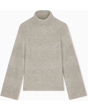 Emporio Armani High-Neck Plain And Reverse Knit Jumper - White