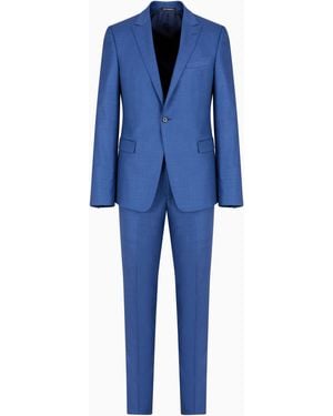 Emporio Armani Single-Breasted Slim-Fit Suit - Blue