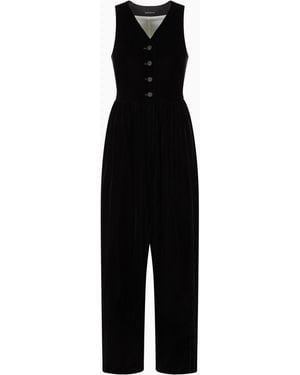 Emporio Armani Asv Jeu De Cartes Velvet Jumpsuit With Brooch - Black
