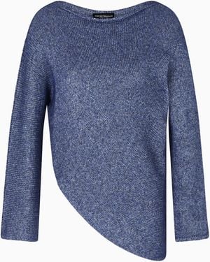 Emporio Armani Pull Asymétrique En Mélange D'Alpaga Capsule Winter Urbanism - Bleu