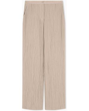 Emporio Armani Pantalones De Crespón Plisado Brillante - Neutro